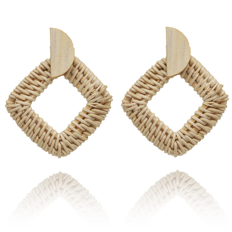 Wholesale Fashion Creative Hand-woven Rattan Vintage Tassel Earrings